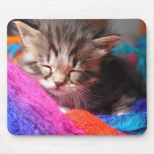やわらかな眠る新生の子猫の写真 マウスパッド (正面)
