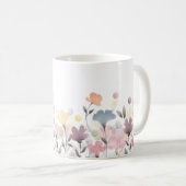 やわらかな美しい水彩花の絵 コーヒーマグカップ (正面右)