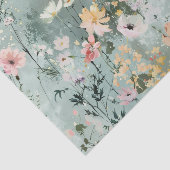 やわらかな色合いの絵画的な野の花模様 薄葉紙 (詳細)