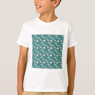 やわらかな野生動物の森柄 Tシャツ