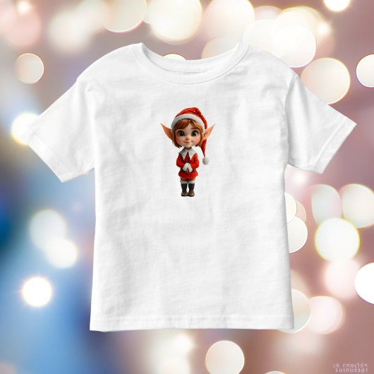 やんちゃな少女のクリスマスエルフの幼児用Tシャツ トドラーTシャツ
