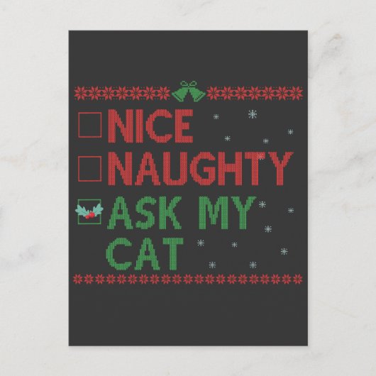 やんちゃな猫に聞いてみて 面白いクリスマス サンタプレゼント ポストカード (正面)