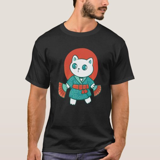 ゆかた日本の猫 Tシャツ (正面)