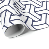 ゆかた日本の甚兵衛毘沙門海軍ブルーの上に白 ラッピングペーパー (ロールコーナー)