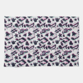 ゆがんだ楽譜とハートパターン キッチンタオル (横)