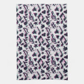 ゆがんだ楽譜とハートパターン キッチンタオル (縦)