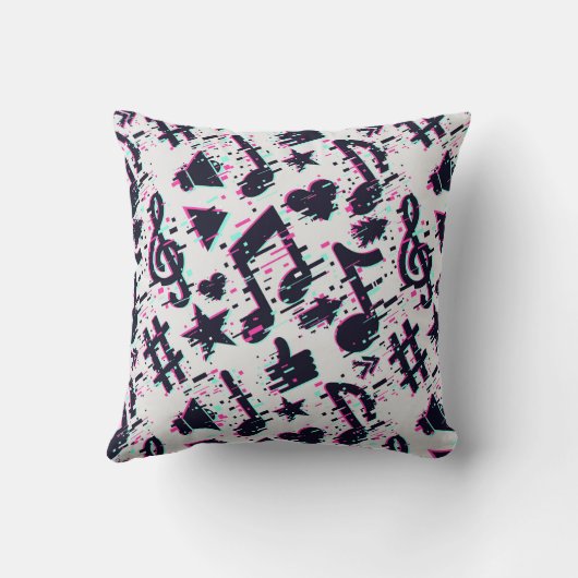 ゆがんだ楽譜とハートパターン クッション (裏面)