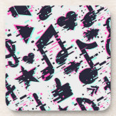 ゆがんだ楽譜とハートパターン コースター (正面)