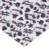 ゆがんだ楽譜とハートパターン テーブルクロス (アングル)