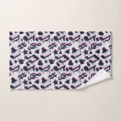 ゆがんだ楽譜とハートパターン バスタオルセット (ハンドタオル)