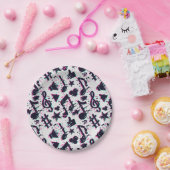 ゆがんだ楽譜とハートパターン ペーパープレート (パーティー)