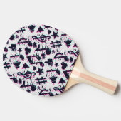 ゆがんだ楽譜とハートパターン 卓球ラケット (横)