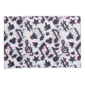 ゆがんだ楽譜とハートパターン 枕カバー (正面右)