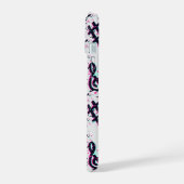 ゆがんだ楽譜とハートパターン iPhone 15ケース (左側面)