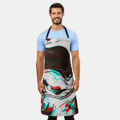 ゆがんできらめくインク波の質感 エプロン (着用した状態)