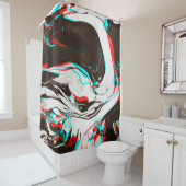 ゆがんできらめくインク波の質感 シャワーカーテン (インサイチュ)