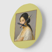 「ゆき森」ファインアート女子ポートレート ラージ壁時計 (傾斜)
