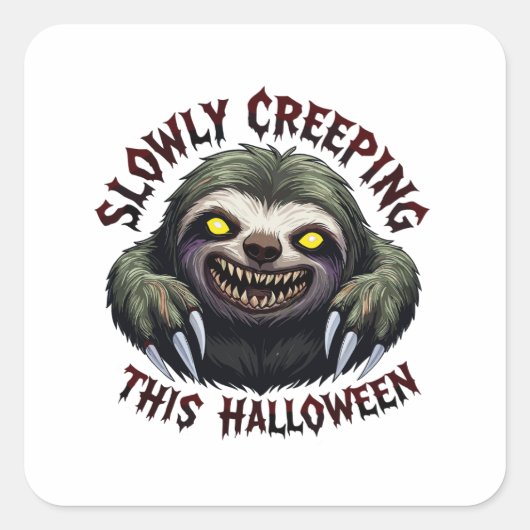 ゆっくりとハロウィーンこのハロウィン – Creepy Sloth スクエアシール (正面)