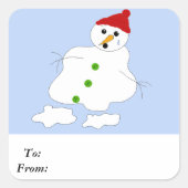 ゆっくりと溶融する雪だるま スクエアシール (正面)