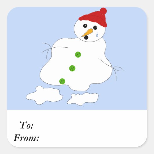 ゆっくりと溶融する雪だるま スクエアシール (正面)