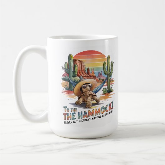 ゆっくりと着実な定年ビーブスデザートサンセット コーヒーマグカップ (左)