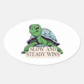 ゆっくりと着実に勝つ亀 楕円形シール (正面)