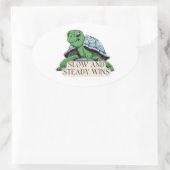 ゆっくりと着実に勝つ亀 楕円形シール (バッグ)