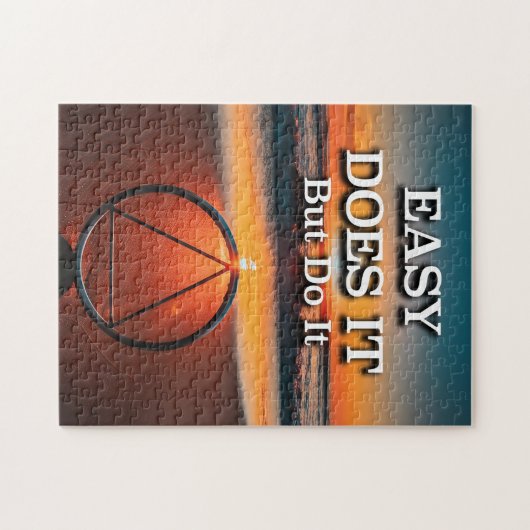 ゆっくりと進めよう、しかし実行しよう AAスローガン 朝日 ジグソーパズル (横)