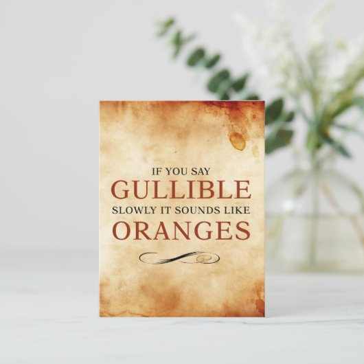 ゆっくりもしと言うと、オレンジのように聞こえる ポストカード (スタンド正面)