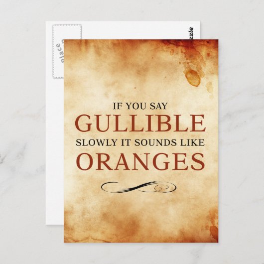 ゆっくりもしと言うと、オレンジのように聞こえる ポストカード (正面/裏面)
