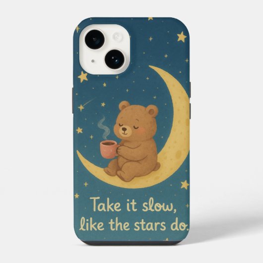 ゆっくり撮る – Dreamy Bear on the Moon iPhone Case iPhoneケース (裏面)