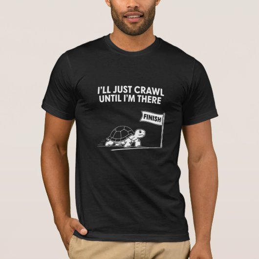 ゆっくり這ってでもゴールまで行くぞ！ カメ Tシャツ (正面)