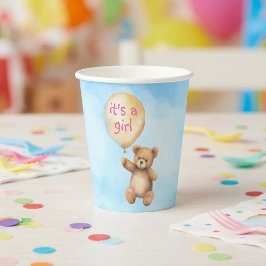 ゆったりとしたバルーンベビーシャワー付き可愛いテディベア 紙コップ