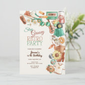 ゆったりとしたレトロな誕生日パーティーを楽しむ 招待状 (スタンド正面)