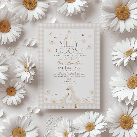 ゆったりとした間抜け赤ちゃんシャワーのガチョウ 招待状