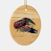 ゆでたザリガニを木に セラミックオーナメント (右)