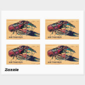 ゆでたザリガニを木に 長方形シール (シート)