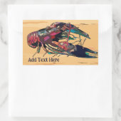 ゆでたザリガニを木に 長方形シール (バッグ)