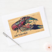 ゆでたザリガニを木に 長方形シール (封筒)