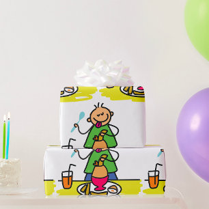 ゆで卵を持つ少年 ラッピングペーパー