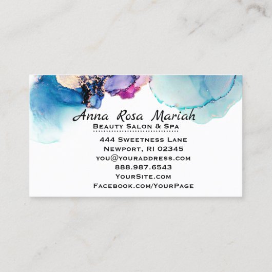 *~*ゆみティール（緑がかった色）ターコイズ金ゴールドAP29ギルドはっきりした 名刺 (裏面)