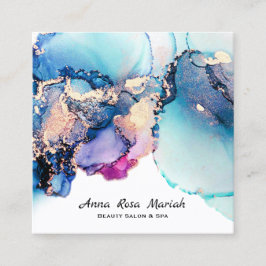 *~*ゆみ抽象芸術ターコイズ金ゴールドギルドティール（緑がかった色）AP29 スクエア名刺