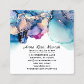 *~*ゆみ抽象芸術ターコイズ金ゴールドギルドティール(緑がかった色)AP29 スクエア名刺 (裏面)