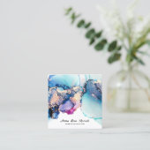 *~*ゆみ抽象芸術ターコイズ金ゴールドギルドティール(緑がかった色)AP29 スクエア名刺 (スタンド正面)