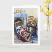 ゆりかごで子猫たち カード (黄色い花)