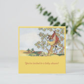 ゆりかごにカラフルツリーの赤ちゃんシャワー招待 招待状 (スタンド正面)