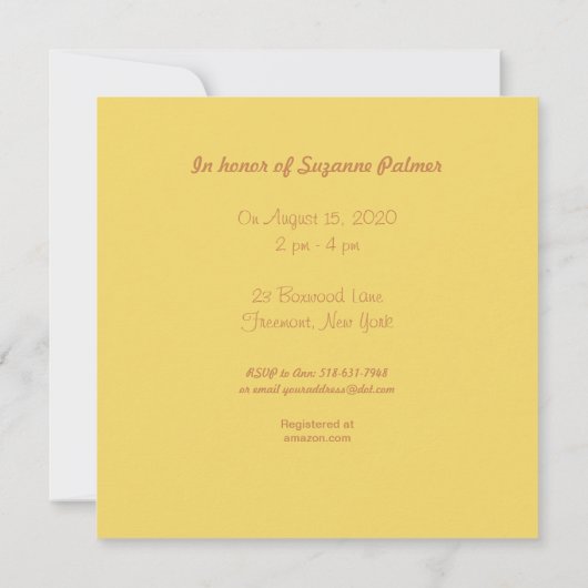 ゆりかごにカラフルツリーの赤ちゃんシャワー招待 招待状 (裏面)