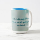 ゆり水彩及びパステルエッグとバニーの入ったバスケット ツートーンマグカップ (正面右)