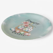 ゆり水彩及びパステルエッグとバニーの入ったバスケット ペーパープレート (アングル)