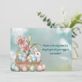 ゆり水彩及びパステルエッグとバニーの入ったバスケット 招待状 (スタンド正面)